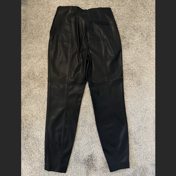 MANGO Faux Leather Black Leggings W/ Elastic Waistband & Side Zip Closure Sz M - Picture 8 of 8